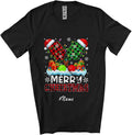 Personalized Custom Name Merry Christmas; Amazing X-mas Lights Plaid Santa Pickleballs Player Unisex T-Shirt Black