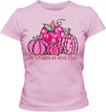 in October We Wear Pink Pumpkin Breast Cancer T-Shirt Adult Ladies Classic Tees