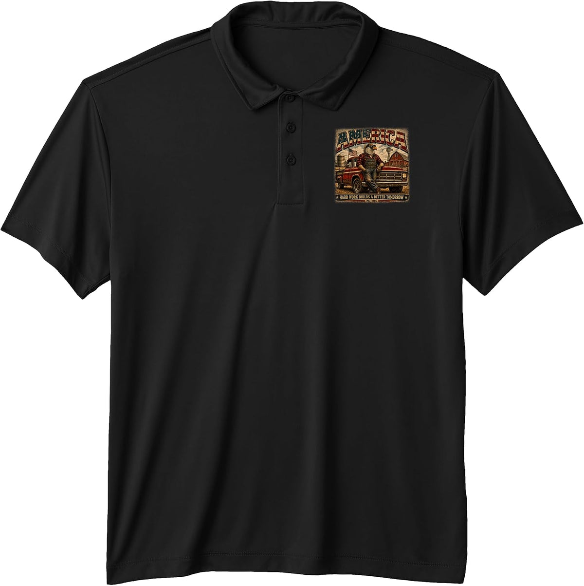 America | Hard Work | Vintage Eagle Farmer Pickup Performance Polo Shirt