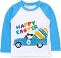 Boys Easter Long Sleeves Raglan Kids Happy Easter Egg Rabbit Truck Bunny Train Chick Top Clothes 2-7 Years