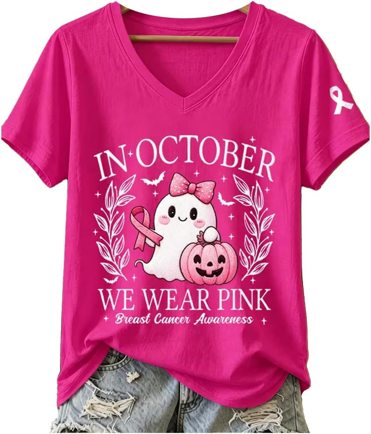 Women's in October We Wear Pink Print T-Shirt in October We Wear Pink