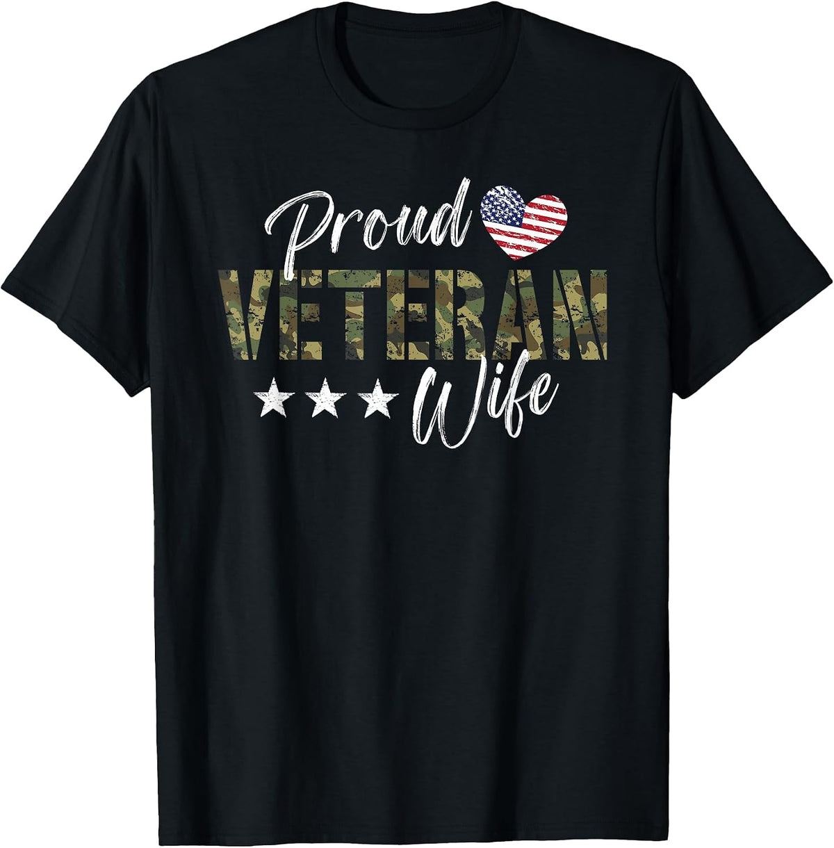 Proud Veteran Wife of A Veteran Wife US Flag T-Shirt