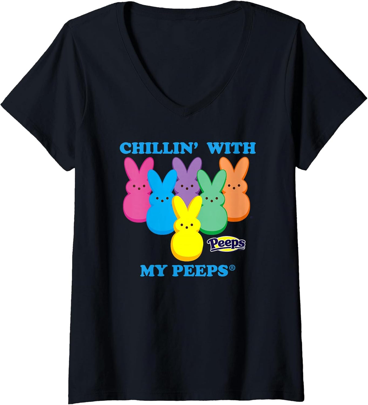 Womens Peeps Easter Chillin' With My Peeps Sweet Squad V-Neck Unisex