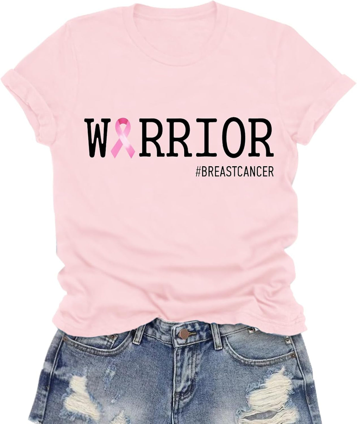 Breast Cancer Shirts for Women Breast Cancer Awareness T-Shirt Pink Ribbon Hope Tee Tops