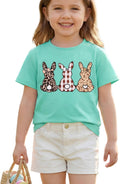 Toddler Kid Girl Easter Shirt Cute Leopard Floral Bunny Graphic Short Sleeve Funny Rabbit Tee Tops