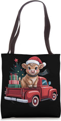 Adorable Holiday Cow on Truck Farmers Christmas Fun Shirt Tote Bag