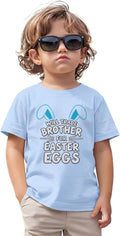 Toddler Boy Easter Will Trade Brother for Easter Eggs Funny Shirt Kid Bunny Rabbit Outfit Short Sleeve Tee Top