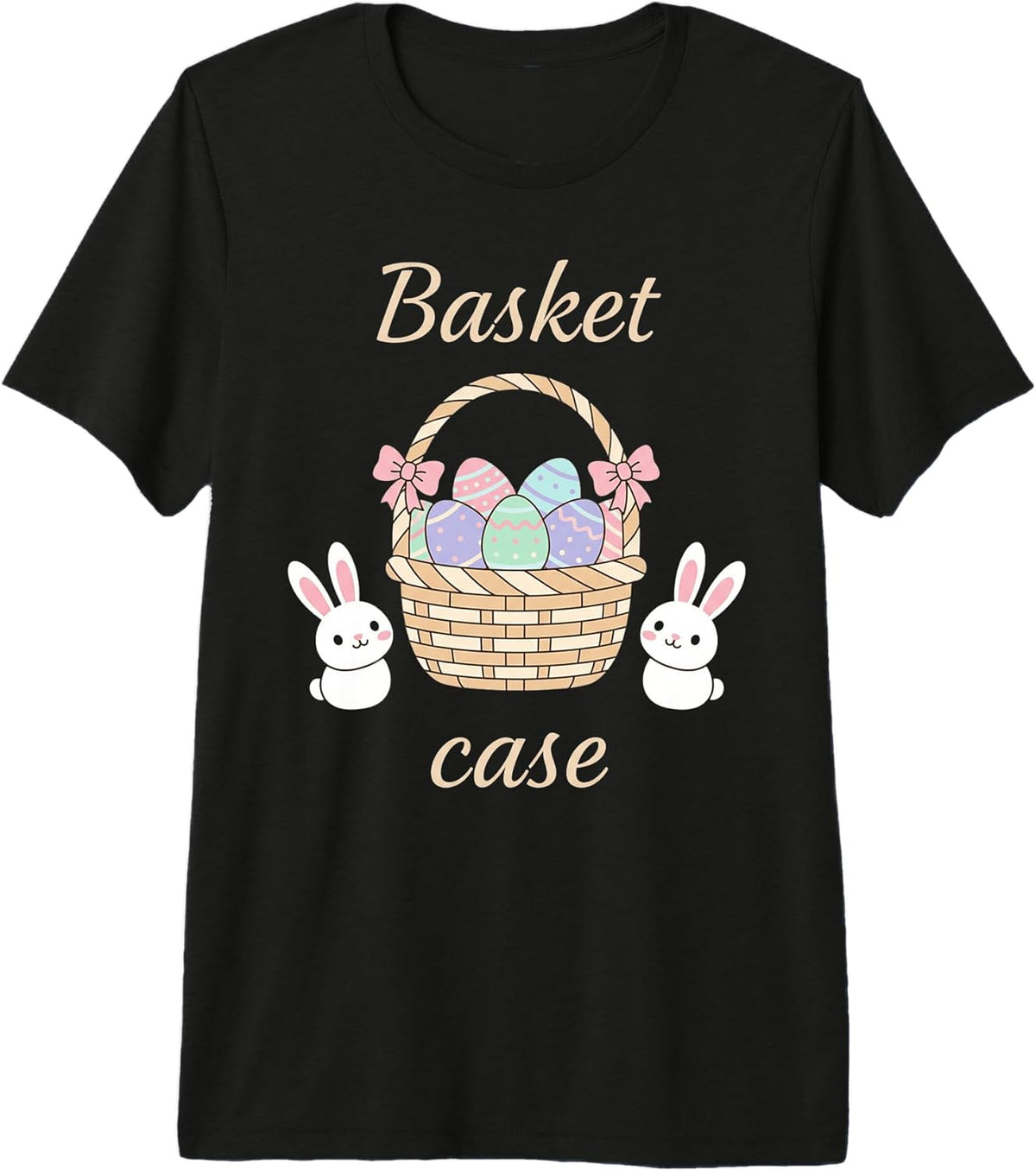 Cute Easter Bunny Basket and Pastel Eggs Design Premium Tri-Blend Unisex