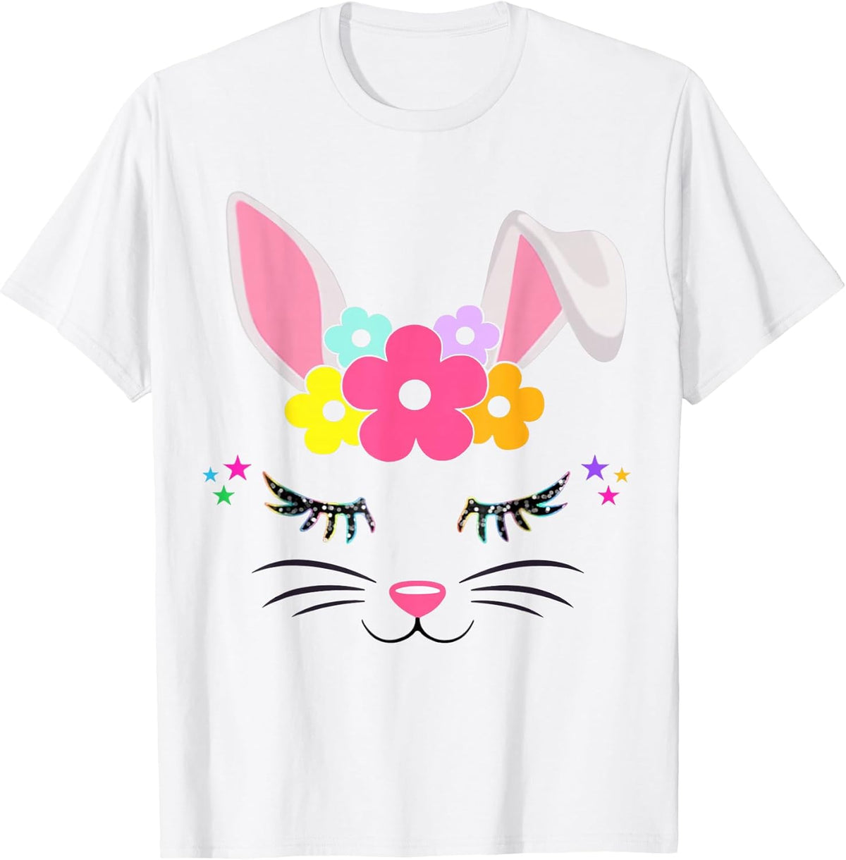 Happy Easter Day Cute Bunny Face Christian Girls Women Gift Small Unisex