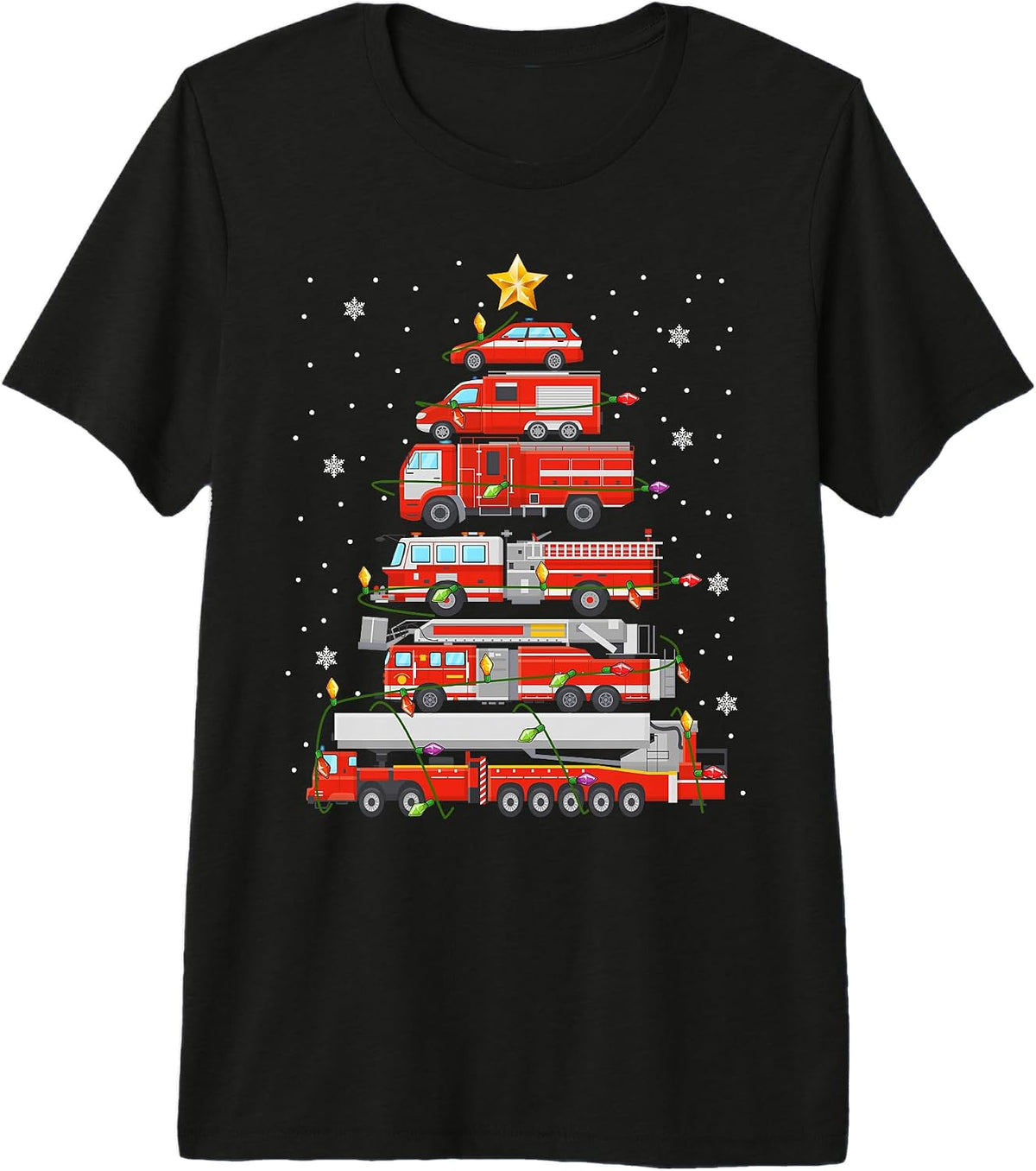 Funny Firefighter Tree Fire Truck Christmas Merry Xmas Premium Tri-blend T-Shirt