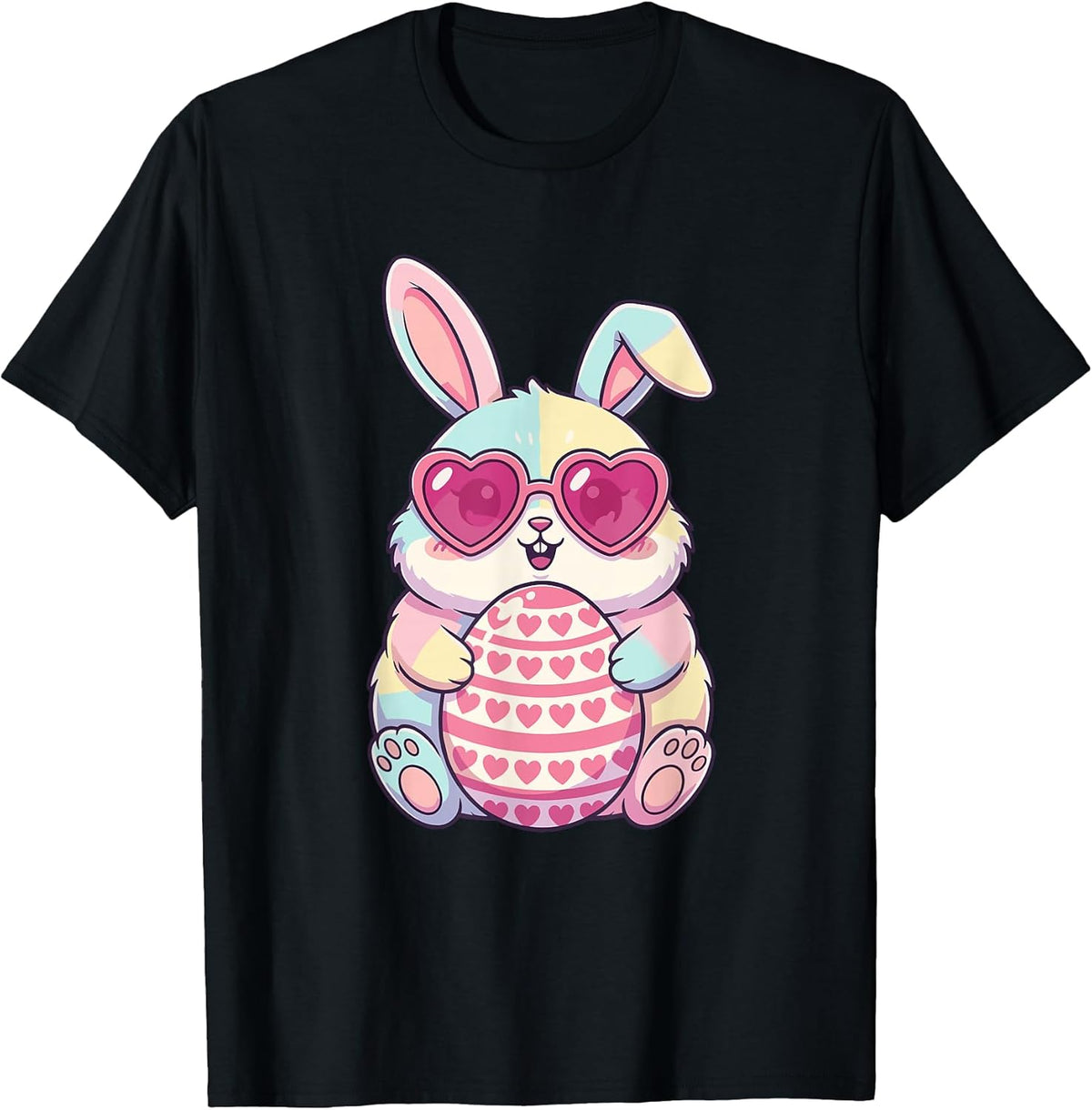 Cute Easter Bunny Heart Sunglasses Pastel Bunny Holding Egg Unisex