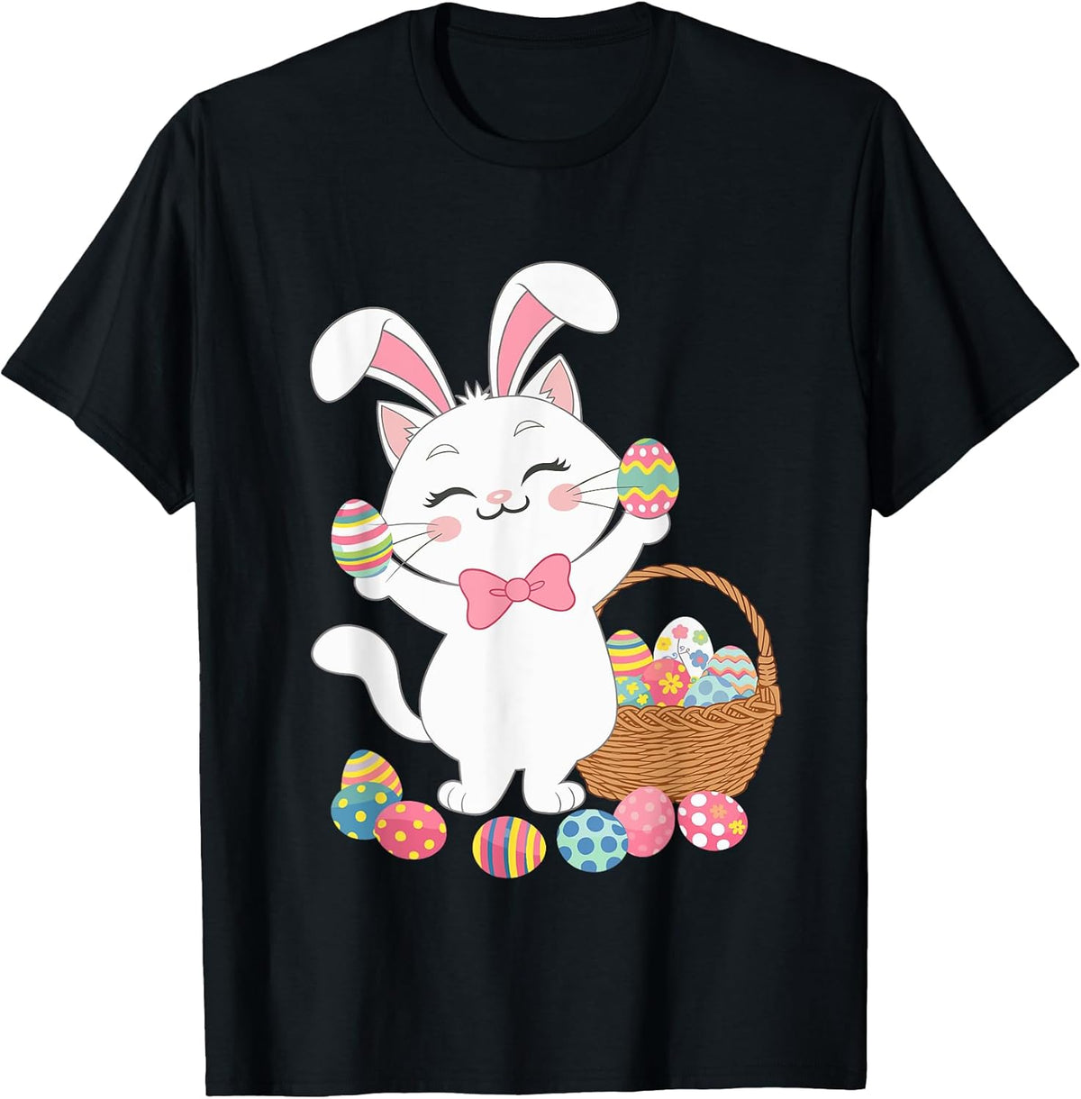 Cute Cat Bunny Ears Eggs Easter Day Cat Lover for Men Women Kids Unisex