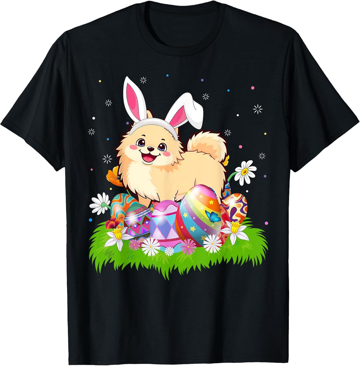 Pomeranian Dog Easter Egg Hunt Bunny Ear Easter Sunday Unisex