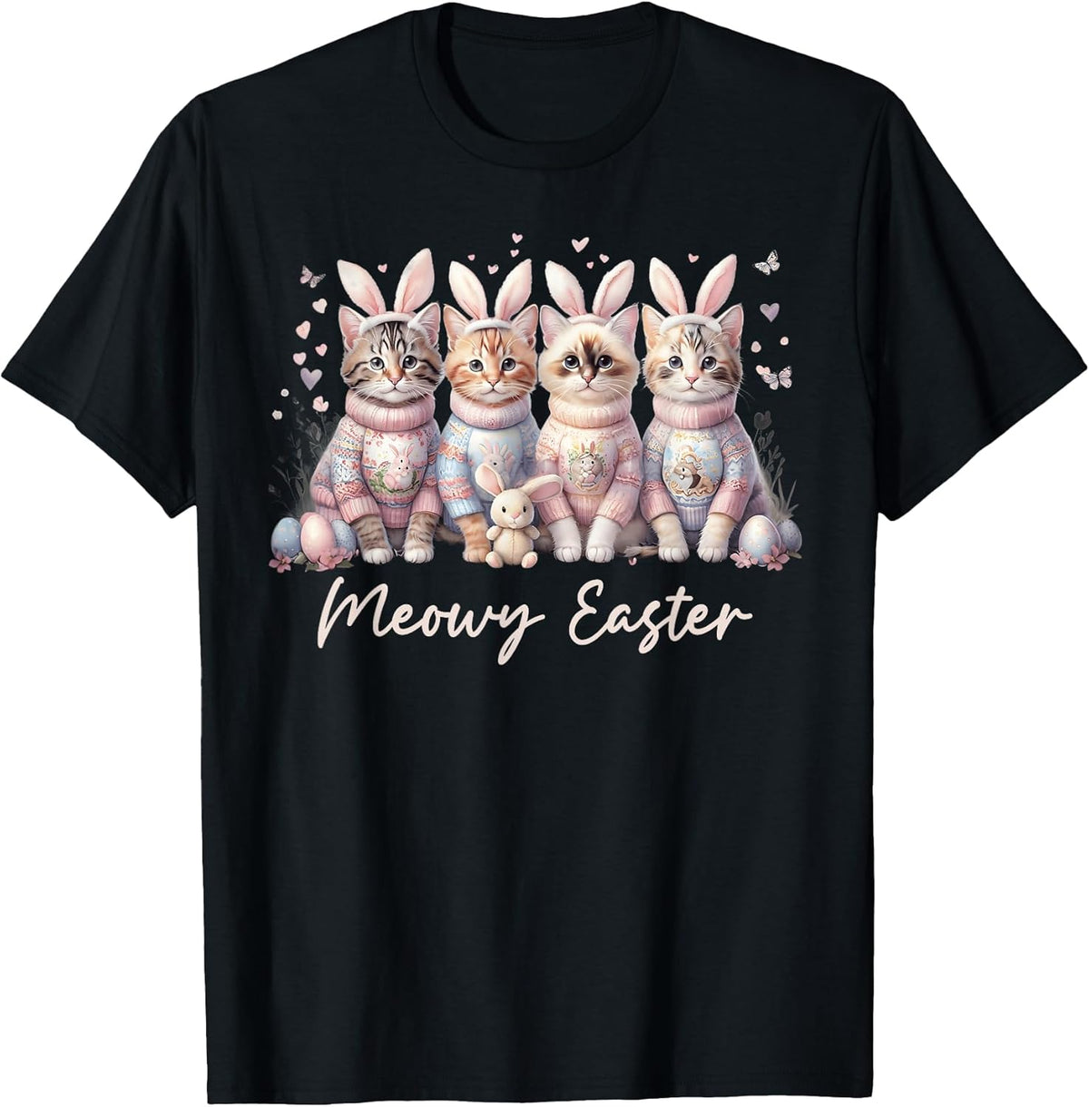 Meowy Easter Happy Easter Bunny Cats Pet Women Girls Kids Unisex