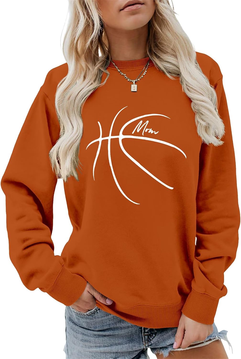 Mama Shirt Basketball Mom Game Day Sweatshirt For Women Novelty Basketball Graphic Pullover Casual Long Sleeve Top