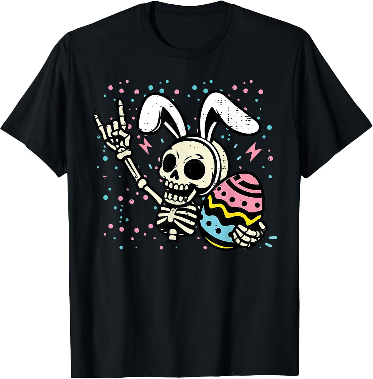 Easter Skeleton Bunny Rock Hand Egg Rocker Boys Kids Men Unisex