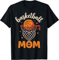 Cute Heart Hoop Net Retro Mama Sport Game Day Basketball Mom T-Shirt