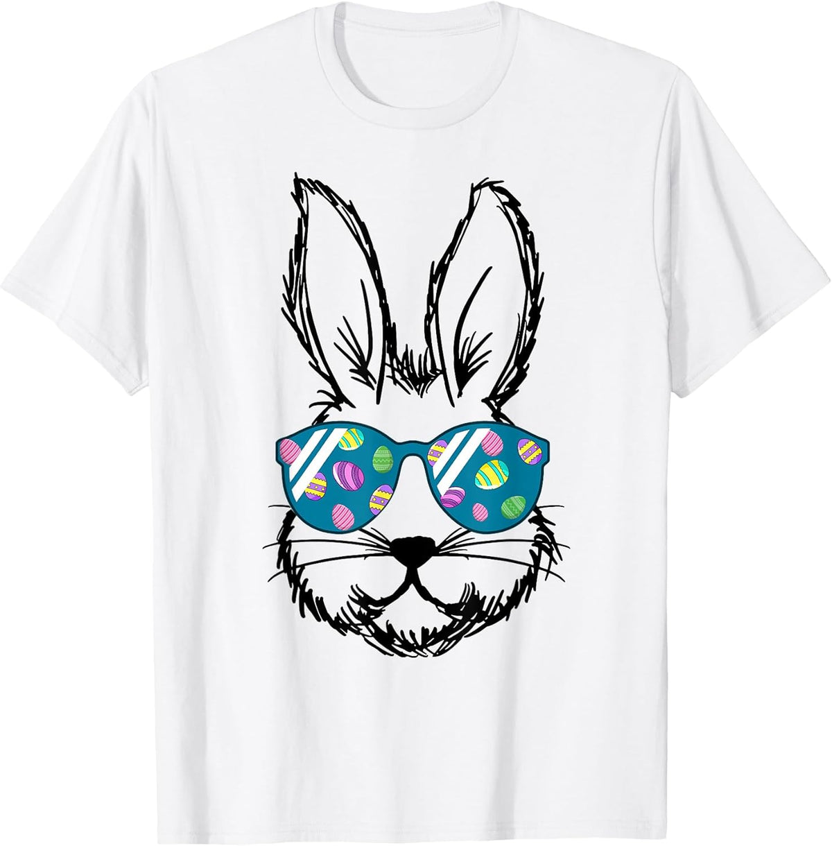 Happy Easter Day Egg Bunny Face with Sunglasses Boys Men Unisex