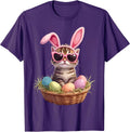 Cute Kitten Lovers Glasses Happy Easter Cat Bunny And Eggs Unisex
