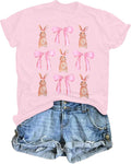 Easter Shirt for Women Bow Bunny Shirts Religious Rabbit Tshirt Coquette Bunny Tee Tops Unisex