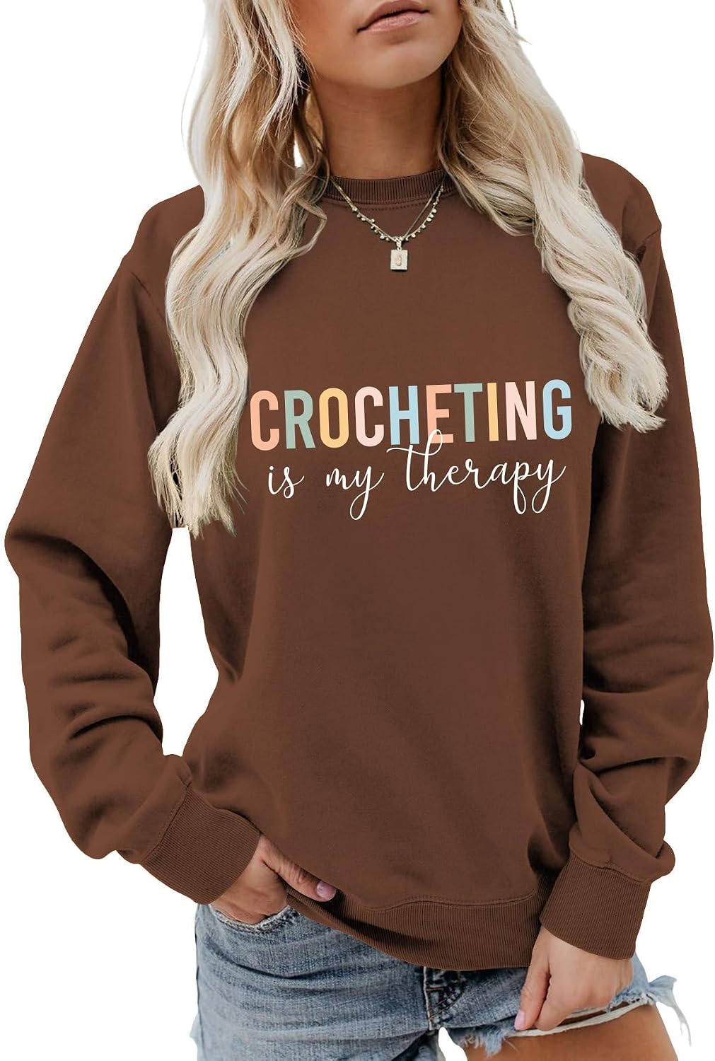 Crocheting Is My Therapy Sweatshirt For Women Mental Health Shirt For Crochet Lover Crochet Therapy Hoodie