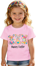 Easter for Toddler Girls Colorful Bow Bunny Baby Happy Easter Outfit Short Sleeve Tee Egg Hunt Tops