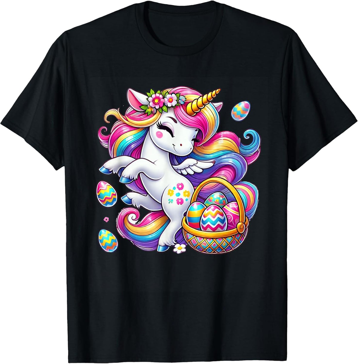 Easter Unicorn Shirt With Eggs Happy Easter Girls Kids Cute Unisex