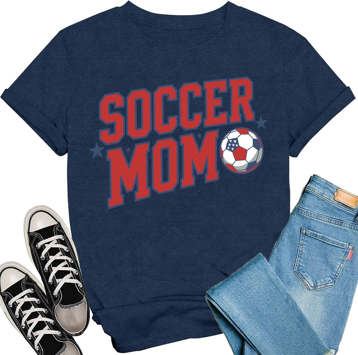Soccer Mom Shirt for Women Soccer Game Day Casual Gifts Tee