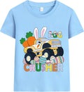 Toddler Boys Easter Shirt Tractor Bunny Clothes Dinosaur Tees for Kids Egg Excavator 2-7 Years