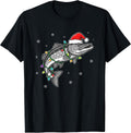 Santa Hat Pike Fishing Christmas Lights Holiday Fisherman T-Shirt