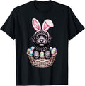 Cute Black Labradoodle Easter Bunny Ears Basket Dog Lover Unisex
