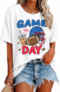 Game Day Football Shirts for Women Oversized Graphic Tee Funny Sunday Casual Short Sleeve Cotton T-Shirt Sport Fan Gift 2026