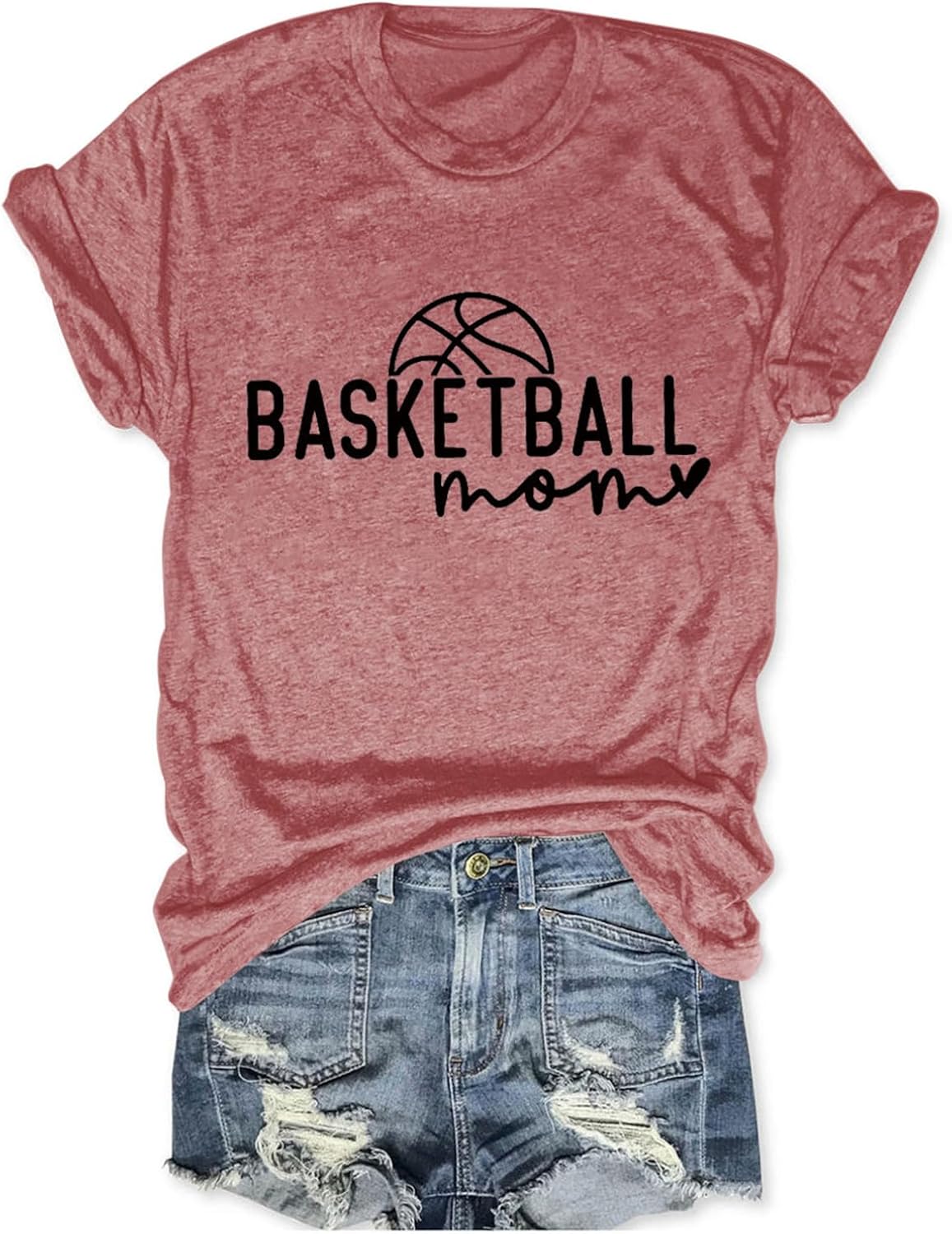 Basketball Mom Crewneck Women Shirt Vintage Graphic Tee Game Day Mama T-Shirt Short Sleeve Cotton Casual Tops
