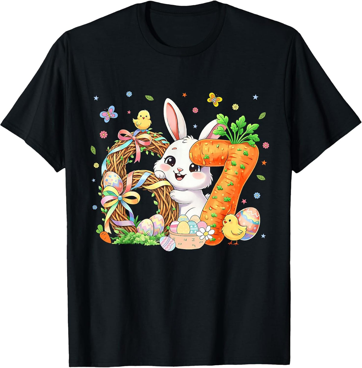 Happy Easter Day 67 Cute Bunny Six Seven 6 7 Boy Girl Kids Unisex