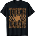 Leopard Checkered American Football Mom Touchdown Season T-Shirt