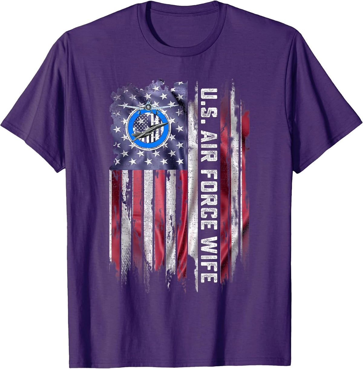 Vintage USA Flag Proud US Air Force Veteran Wife