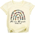 Easter Shirts for Toddler Girls Boys He is Risen Christian Cute Bunny Graphic Short Sleeve Tee Tops