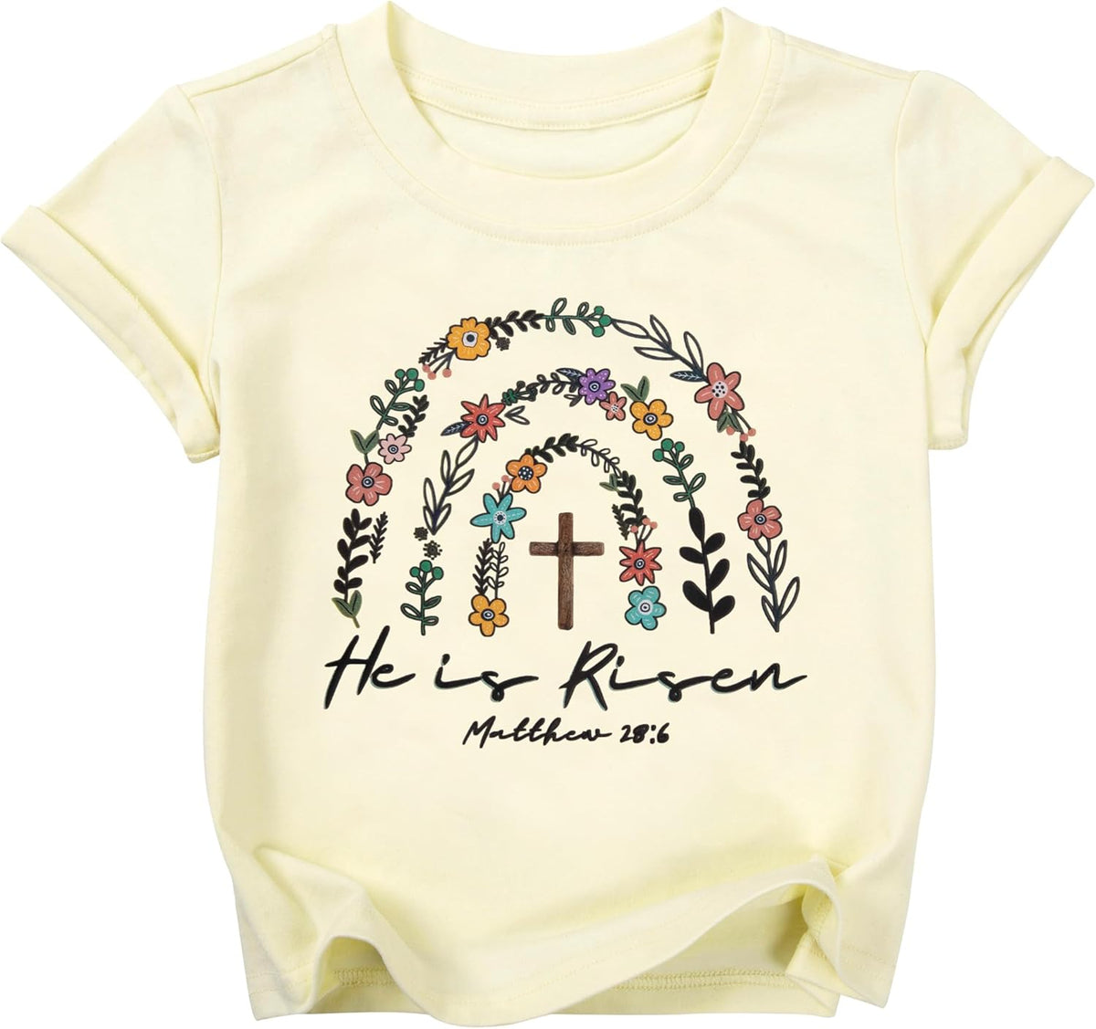 Easter Shirts for Toddler Girls Boys He is Risen Christian Cute Bunny Graphic Short Sleeve Tee Tops