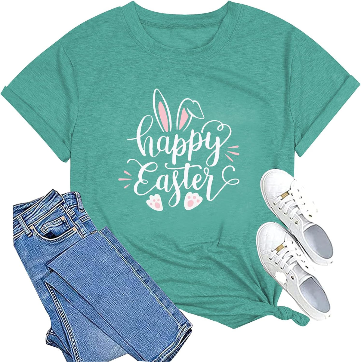 Happy Easter Shirt for Women:Funny Easter Bunny Gnome Graphic Unisex