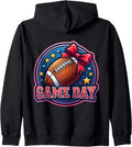 Football Game Day Girl Womens Bow Team Fan Supporter Season Zip Hoodie