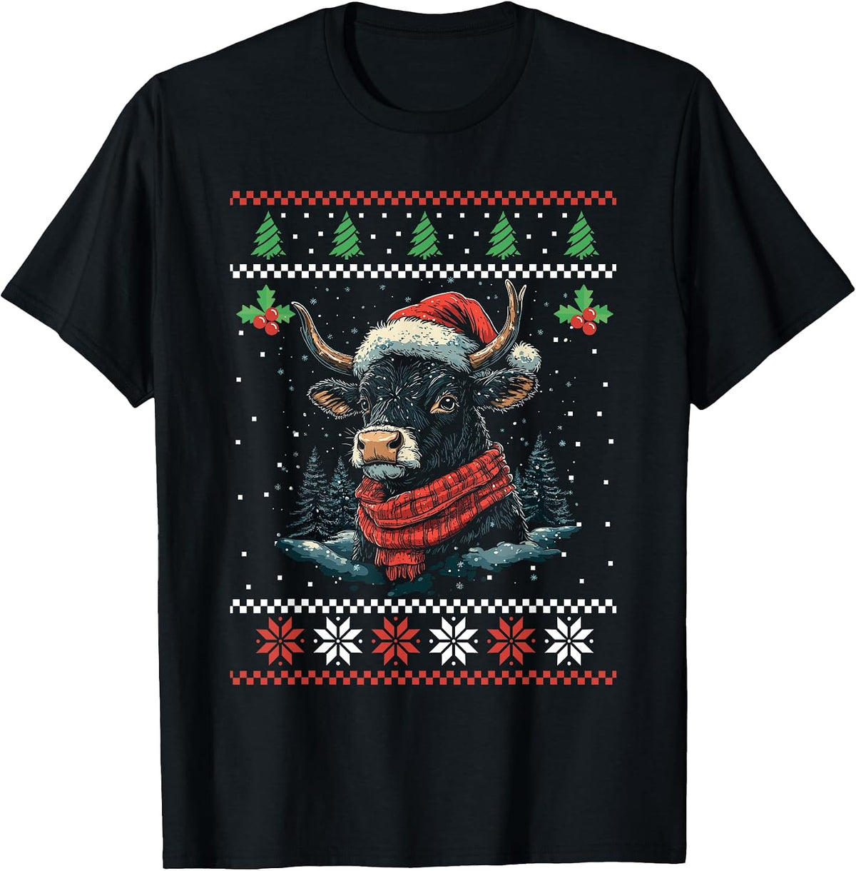 Cow Reindeer Ugly Christmas Sweater Farmer Xmas T-Shirt