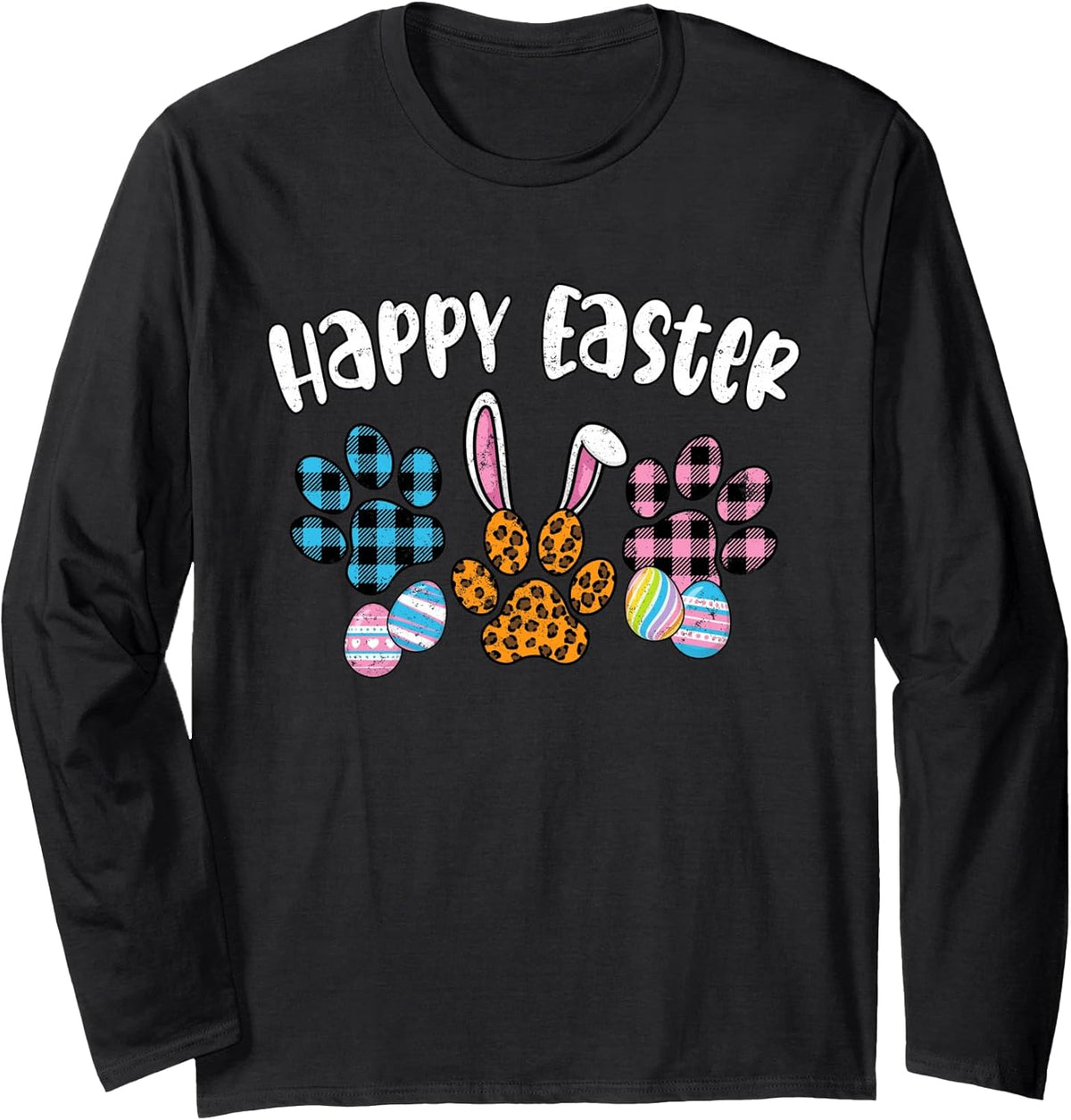 Happy Easter Cat Dog Paw Family Matching Pet Lover Easter Long Sleeve Unisex