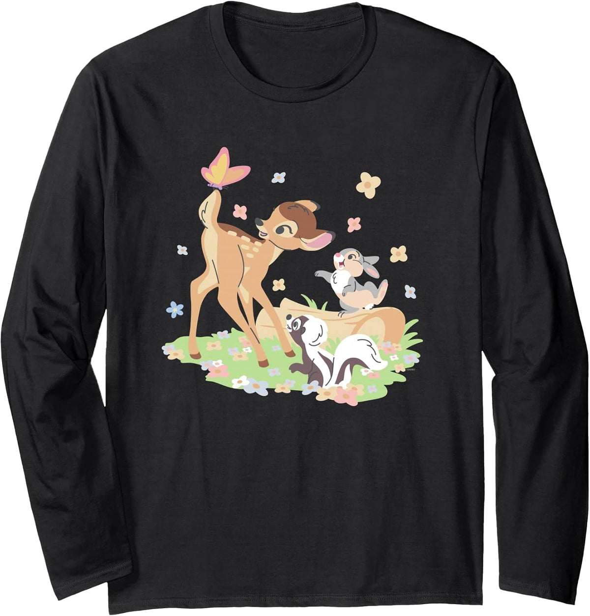 Bambi Thumper & Flower Pastel Spring Easter Butterfly Long Sleeve Unisex