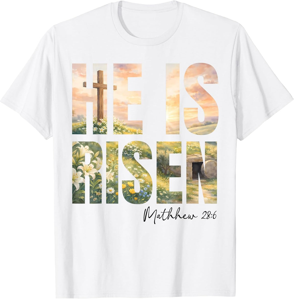 He Has Risen Wildflower Easter Day Boho Christian Unisex