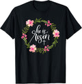He is Risen Jesus Christian Happy Easter Floral Wreath Shirt Unisex
