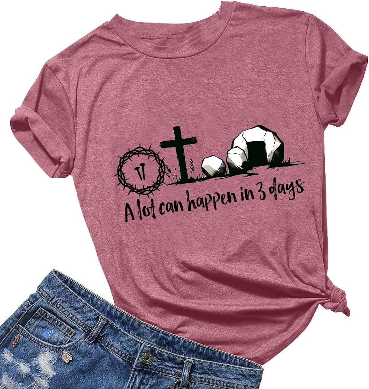 He is Risen for Women Easter Christian Jesus Bible Verse Graphic Top Unisex