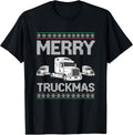 Merry TRUCKMAS Big Trucks Semi Truck Christmas Men T-Shirt
