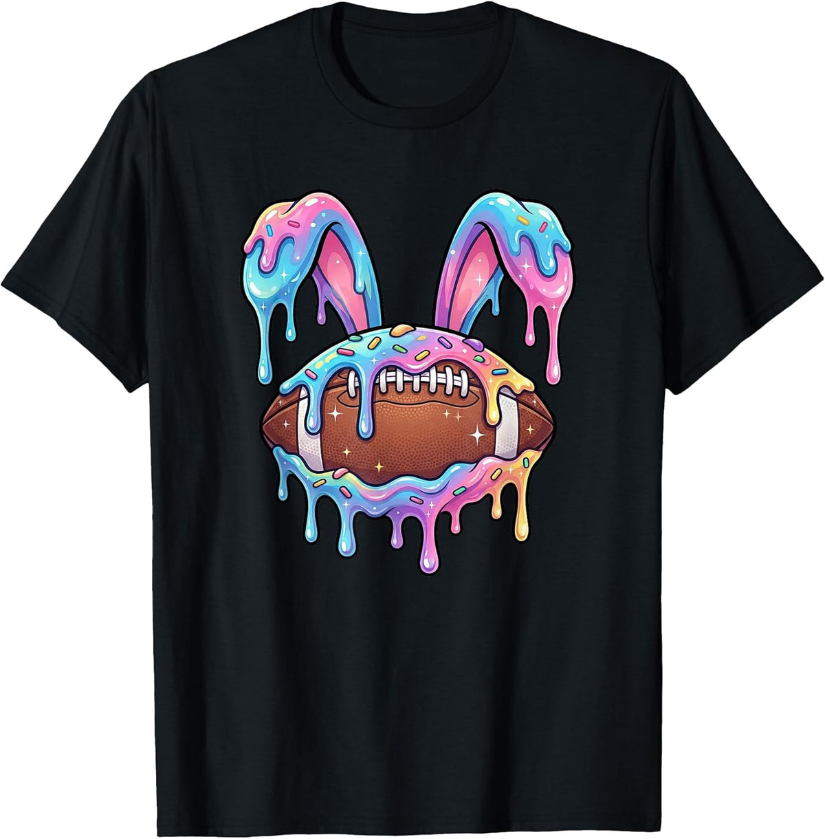 Football Easter Ice-Cream Drip Bunny-Ears Men Women Teens Unisex