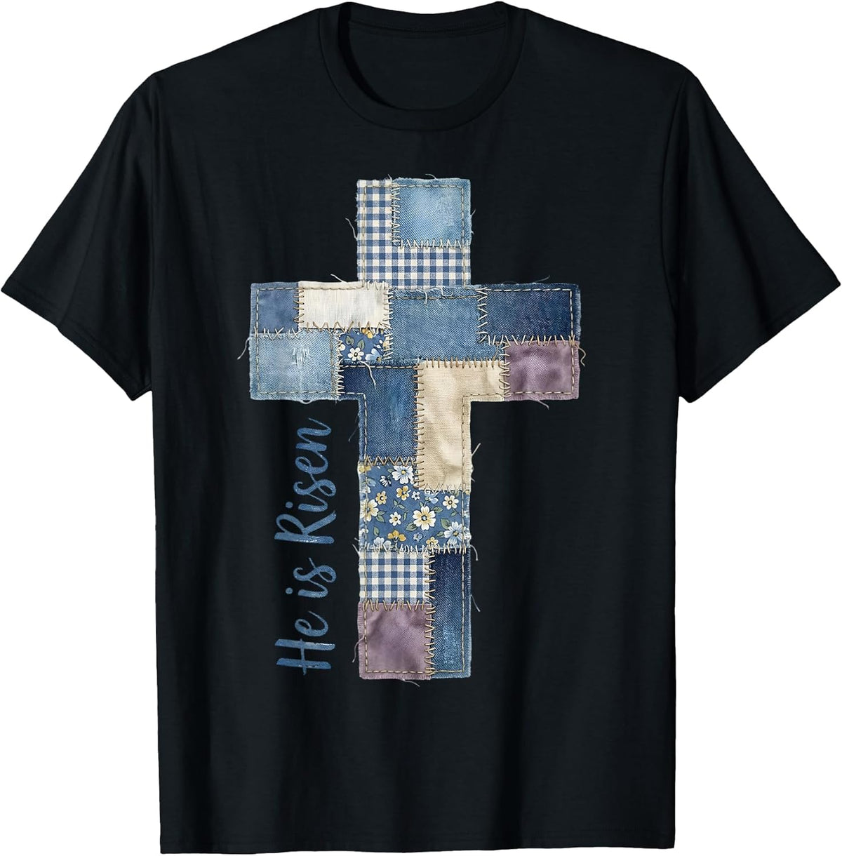 Happy Easter Day He is Risen Jesus Christian Cross Patchwork Unisex