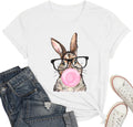 Easter Shirt for Women Funny Cute Bunny Wearing Glasses Leopard Tshirt Happy Easter Rabbit Lover Shirt Holiday Tee Top